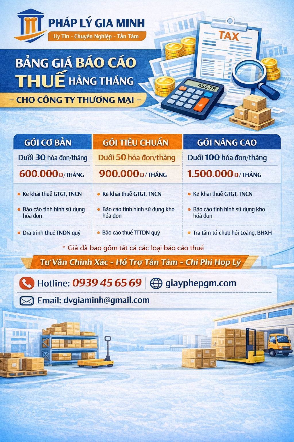 bảng giá kế toán thuế chi tiết 