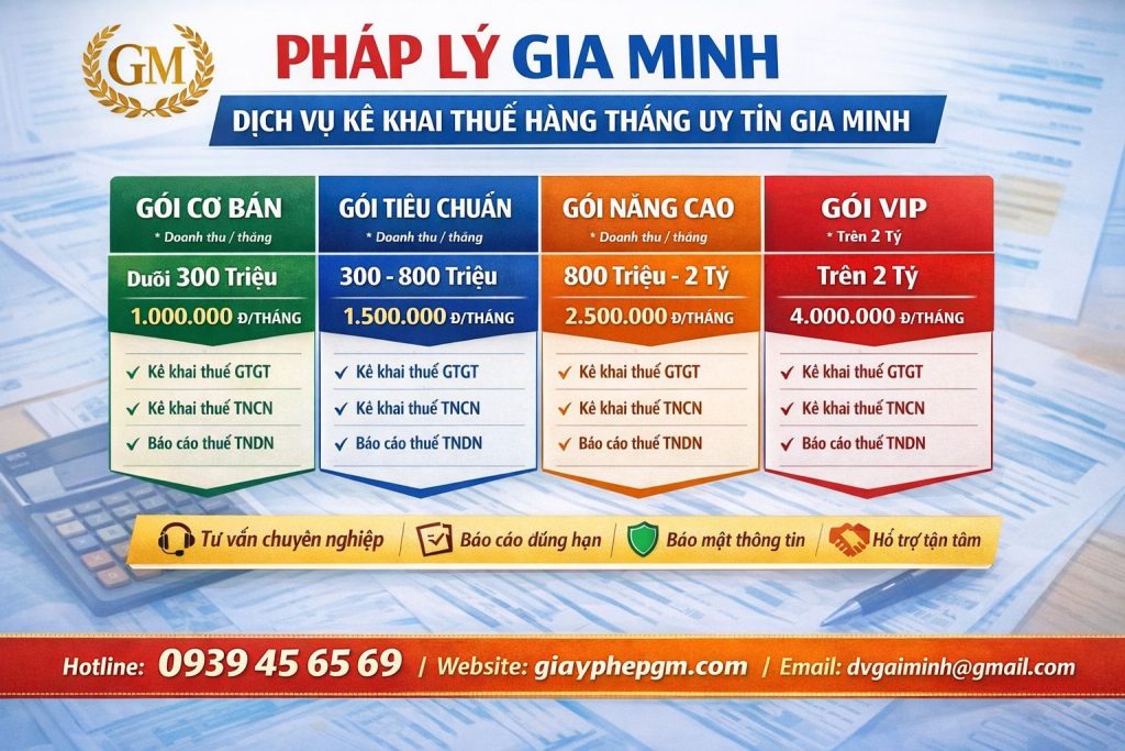 bảng giá kế toán thuế giá rẻ nhất