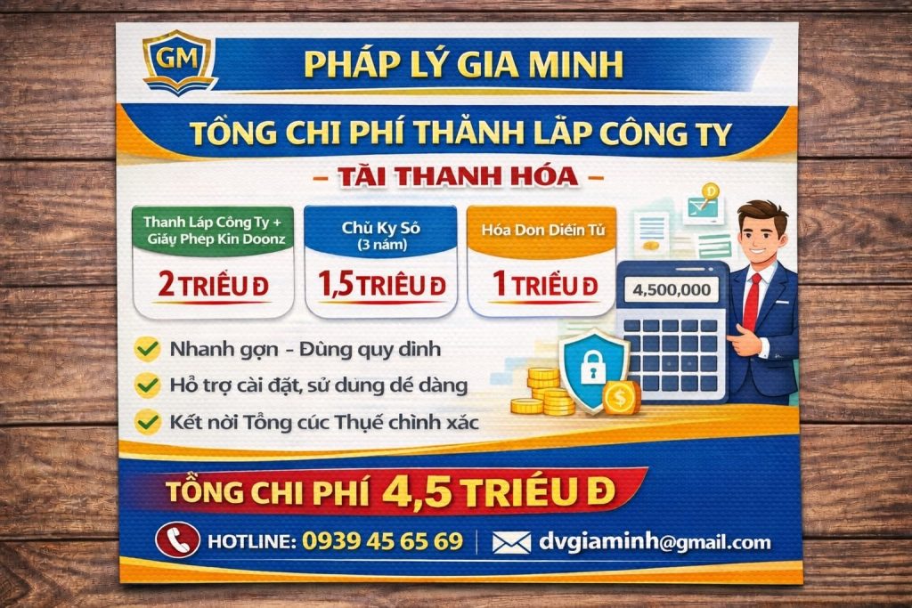 Chi phí thành lập công ty Thanh Hóa