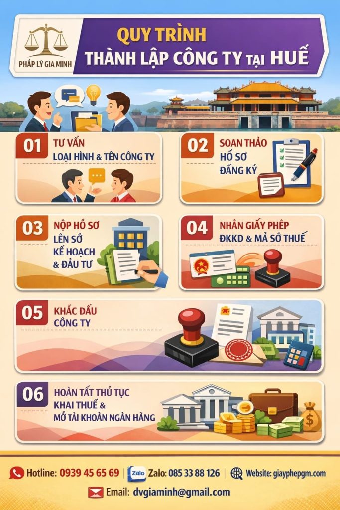 Quy trình thành lập công ty sản xuất ở Huế chi tiết