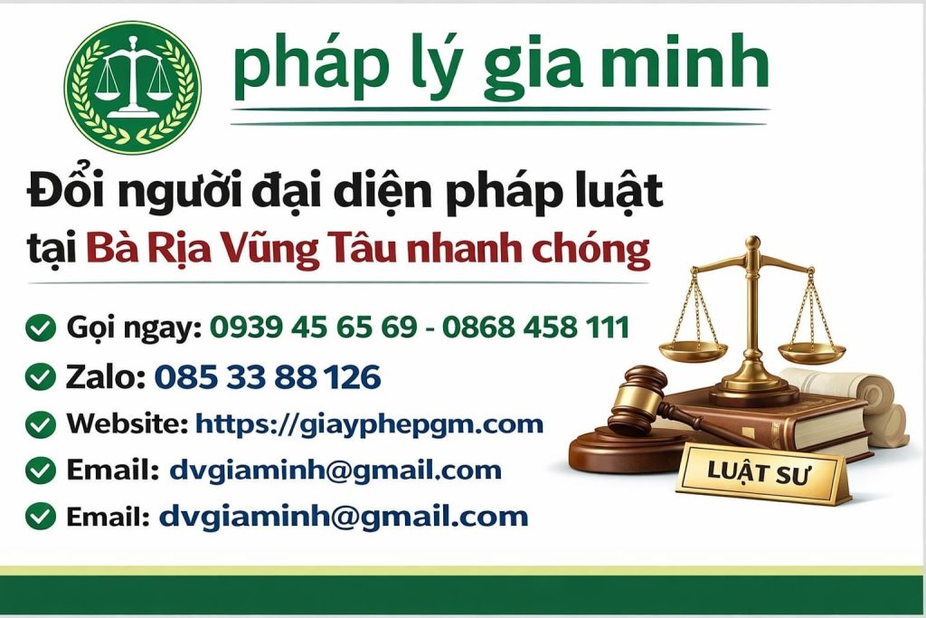 dịch vụ thay đổi người đại diện pháp luật tại bà rịa vũng tàu