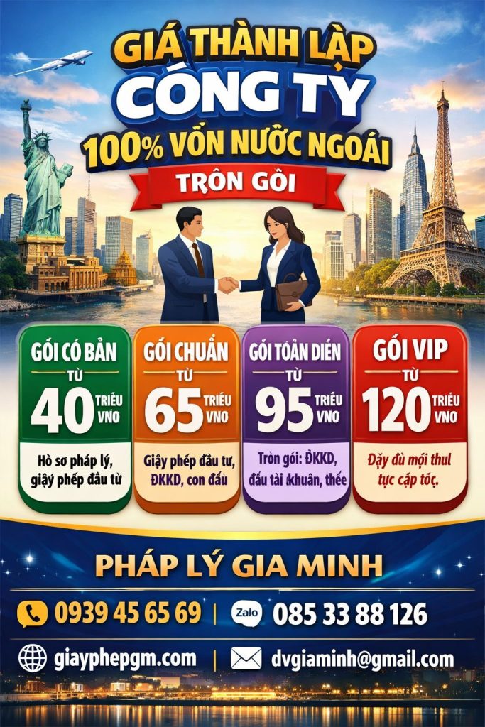 Bảng giá dịch vụ xin giấy phép đầu tư