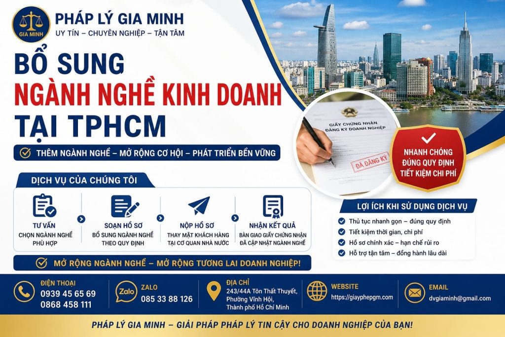 Bổ sung ngành nghề kinh doanh tại TPHCM
