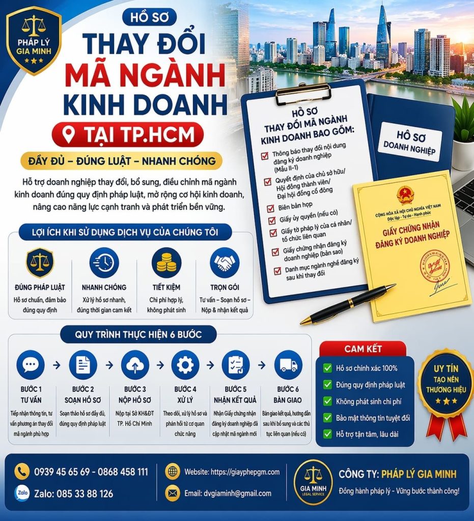 Cách thay đổi mã ngành doanh nghiệp tại TPHCM đúng luật