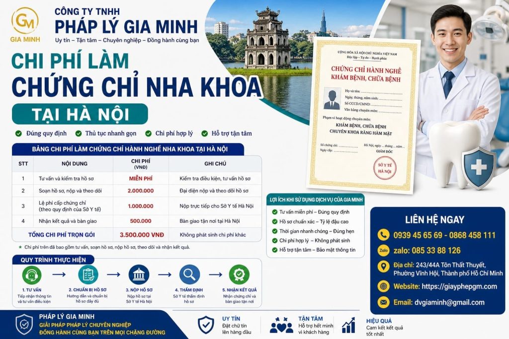 Chi phí làm chứng chỉ nha khoa tại Hà Nội