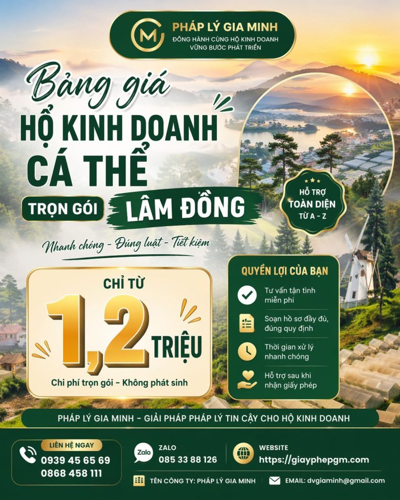 chi phí mở hộ kinh doanh cá thể tại lâm hà