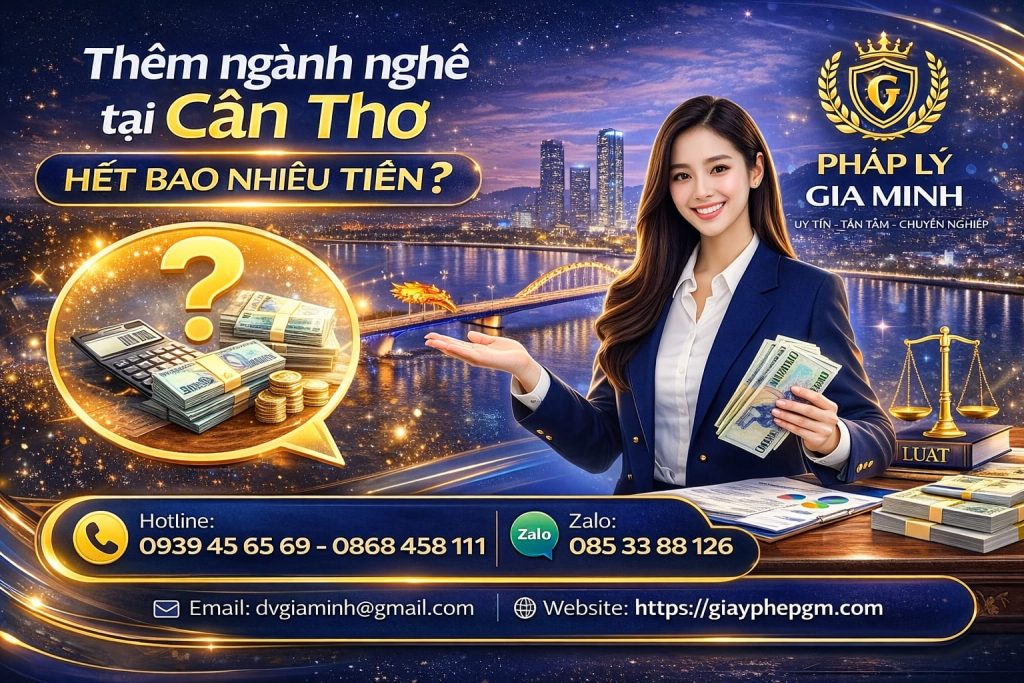 chi phí thêm ngành nghề tại cần thơ
