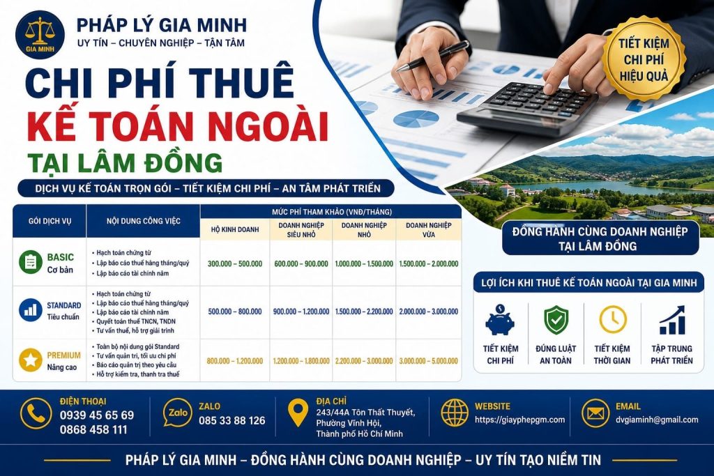 Chi phí thuê dịch vụ kế toán tại Lâm Đồng