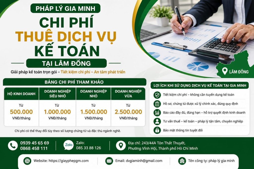 Chi phí thuê kế toán ngoài tại Lâm Đồng