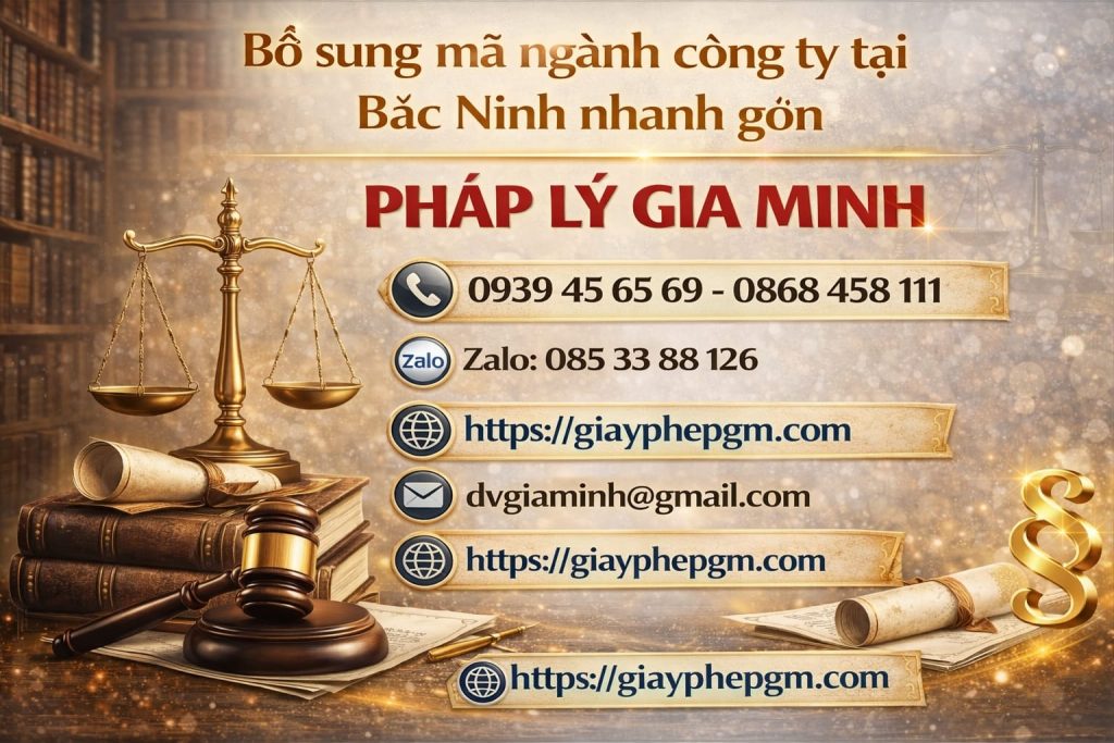 Đăng ký thay đổi mã ngành doanh nghiệp tại Bắc Ninh