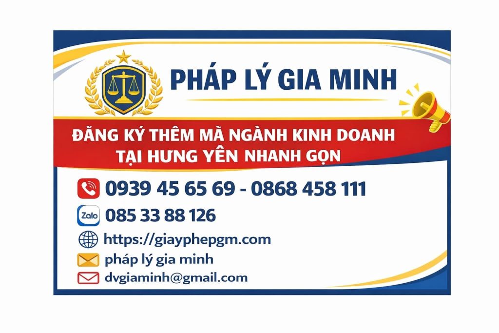 Đăng ký thêm mã ngành kinh doanh tại Hưng Yên nhanh gọn
