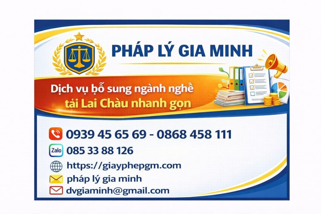Đăng ký thêm ngành nghề công ty tại Lai Châu uy tín
