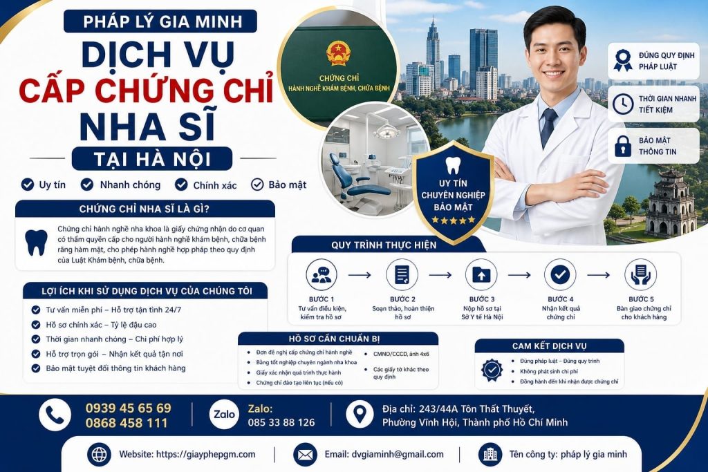 Dịch vụ cấp chứng chỉ nha sĩ tại Hà Nội