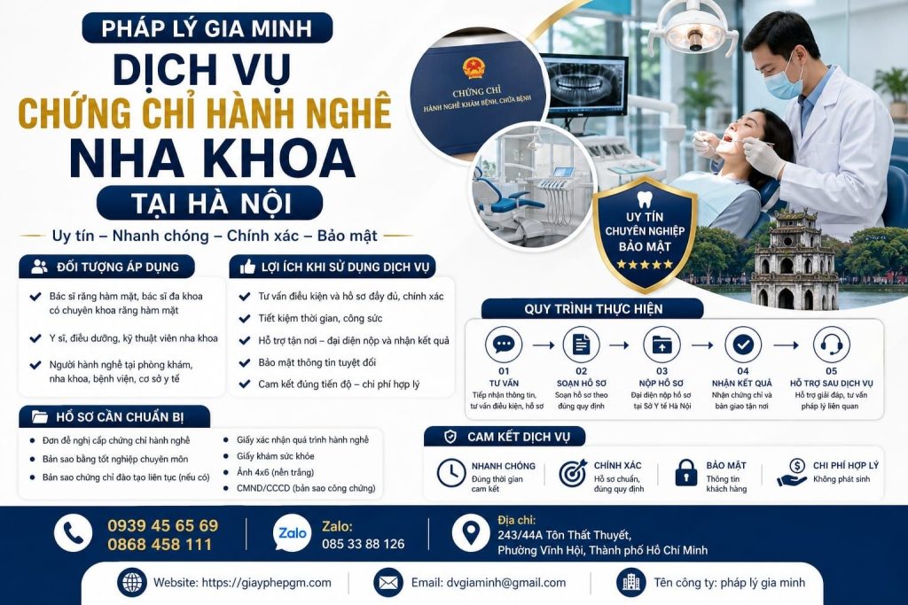 Dịch vụ chứng chỉ hành nghề nha khoa tại Hà Nội