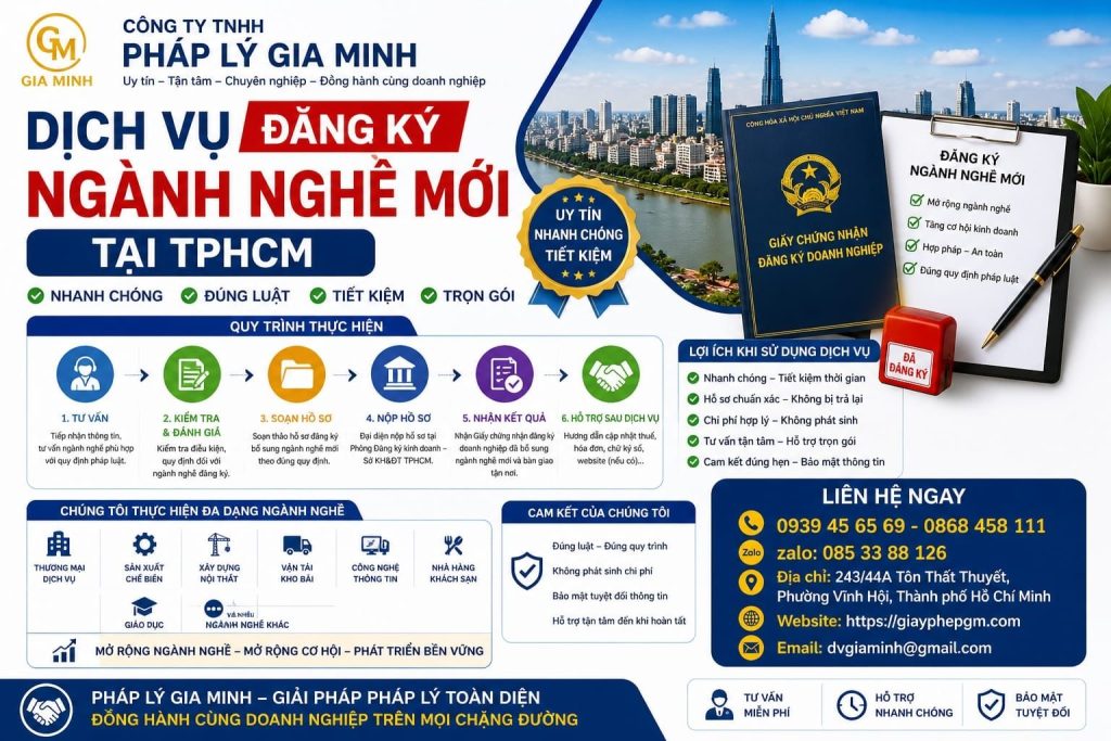 Dịch vụ đăng ký ngành nghề mới tại TPHCM