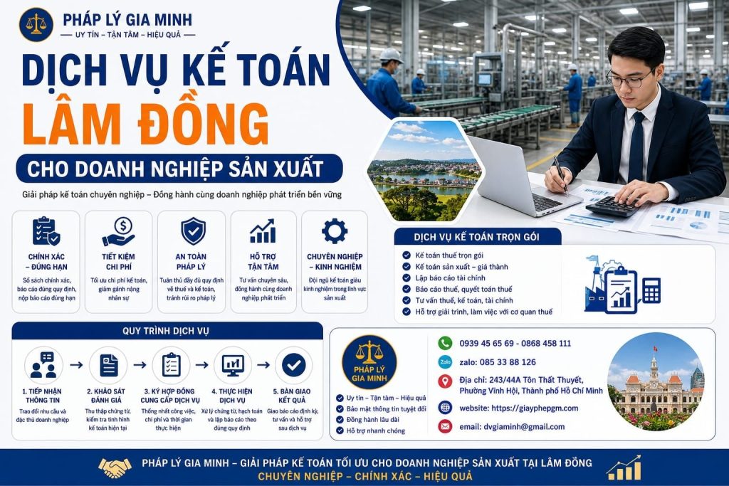 Dịch vụ kế toán Lâm Đồng cho doanh nghiệp sản xuất