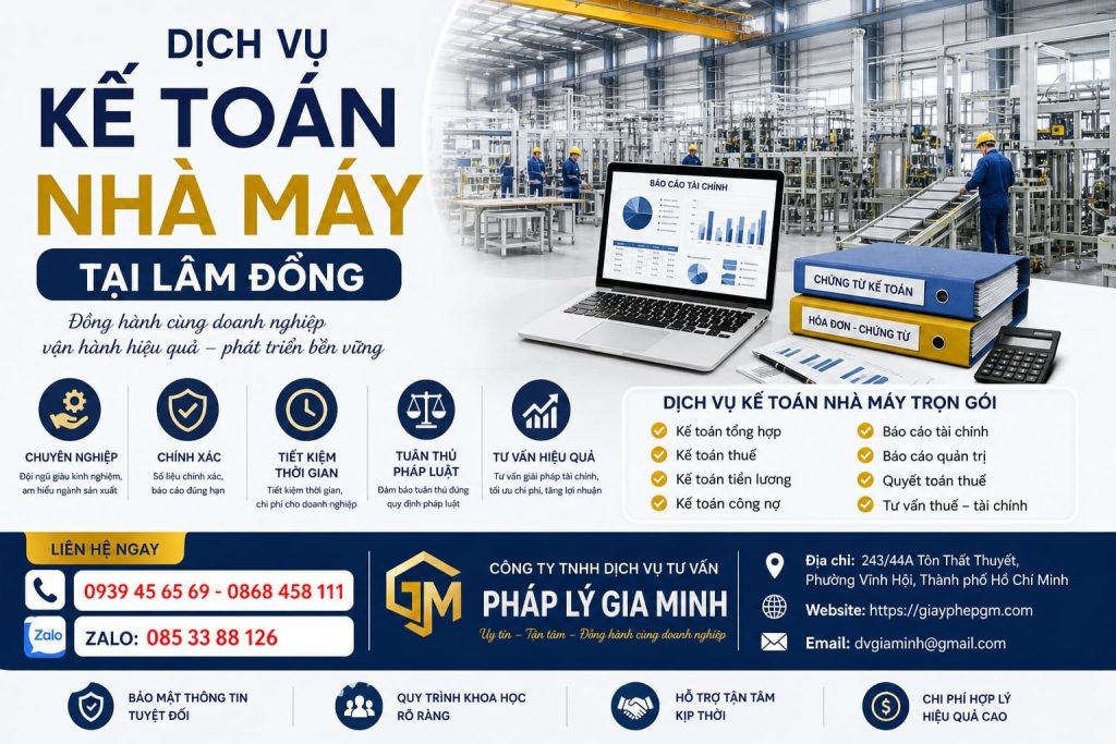 Dịch vụ kế toán nhà máy tại Lâm Đồng