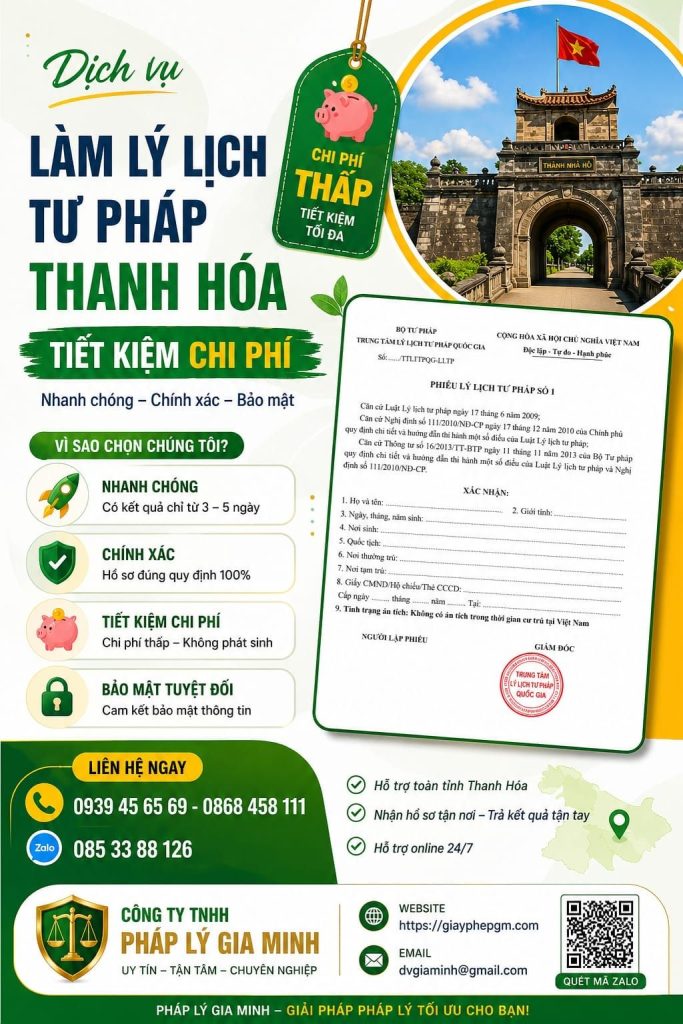 Dịch vụ lý lịch tư pháp Thanh Hóa trọn gói chuyên nghiệp