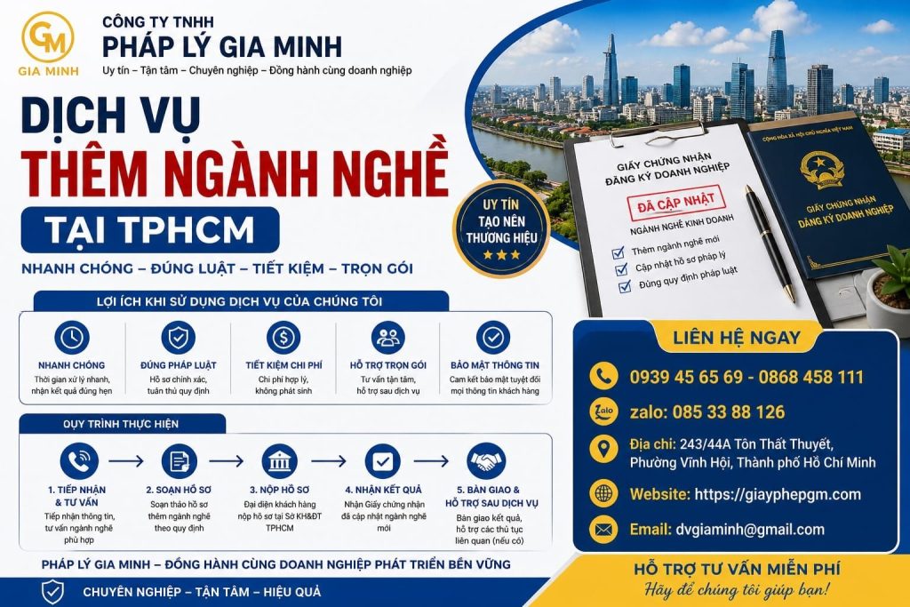 Dịch vụ thêm ngành nghề trọn gói tại TPHCM