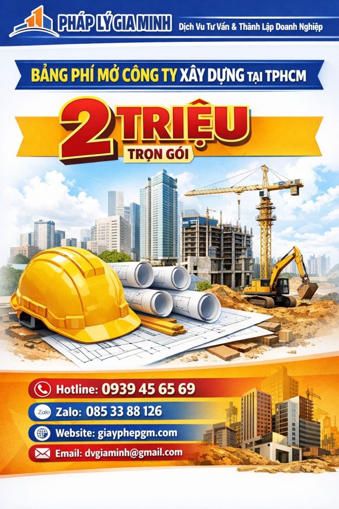 Dịch vụ trọn gói mở doanh nghiệp xây dựng tại TPHCM