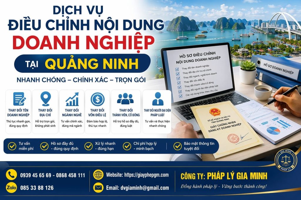 điều chỉnh giấy phép doanh nghiệp tại quảng ninh