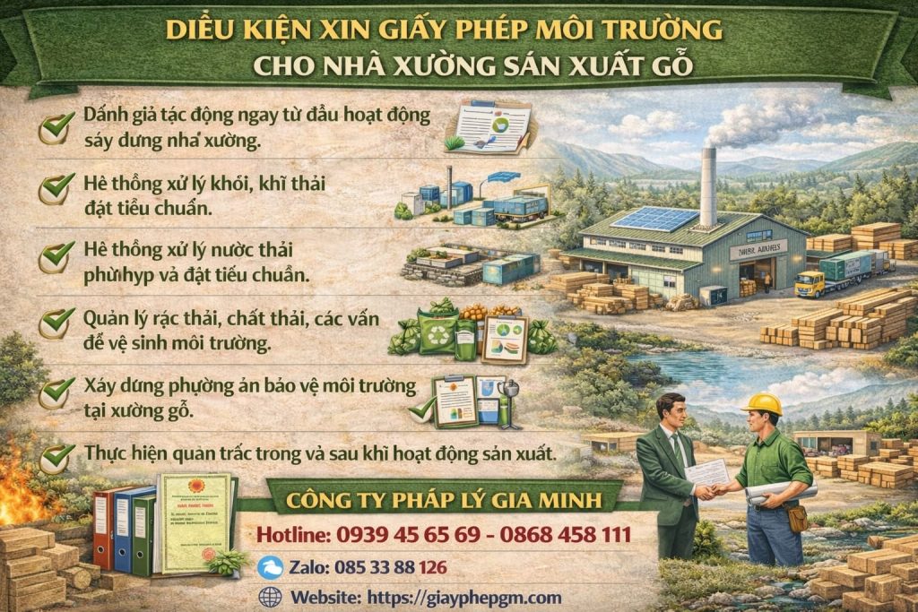 Điều kiện xin giấy phép môi trường cho nhà xưởng sản xuất gỗ