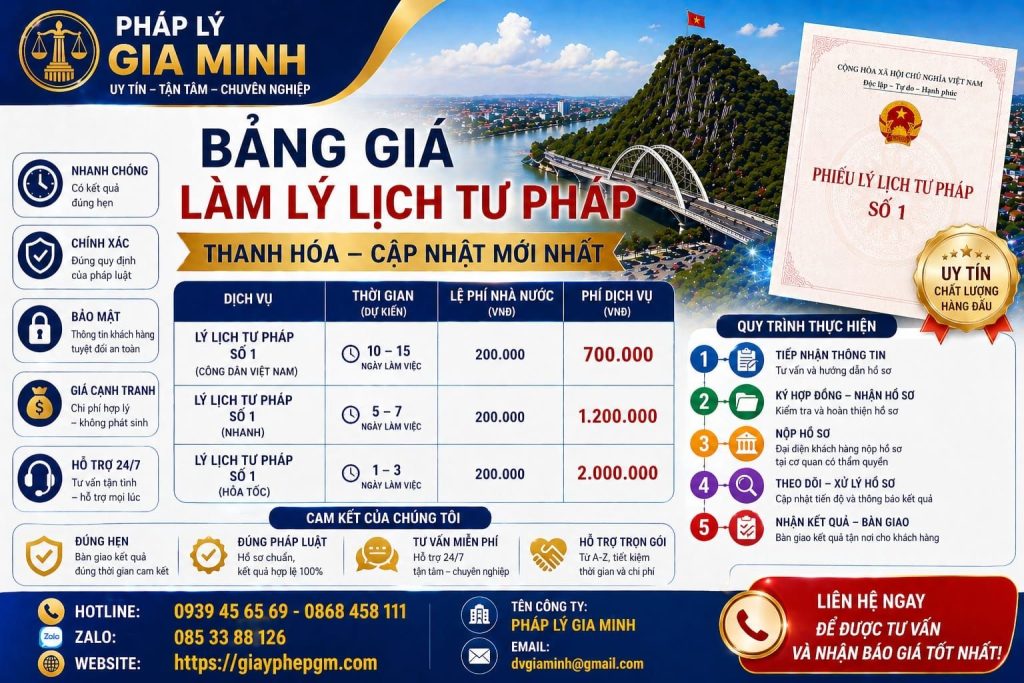 Dịch vụ hỗ trợ lý lịch tư pháp Thanh Hóa chuyên nghiệp