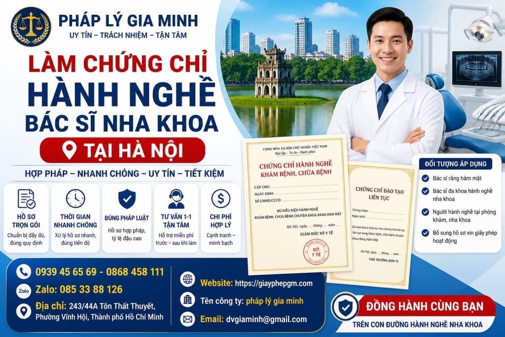 Làm chứng chỉ hành nghề bác sĩ nha khoa tại Hà Nội