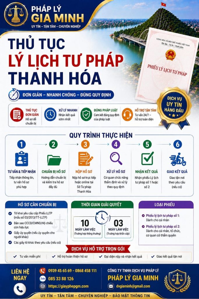 Làm lý lịch tư pháp Thanh Hóa đáng tin cậy