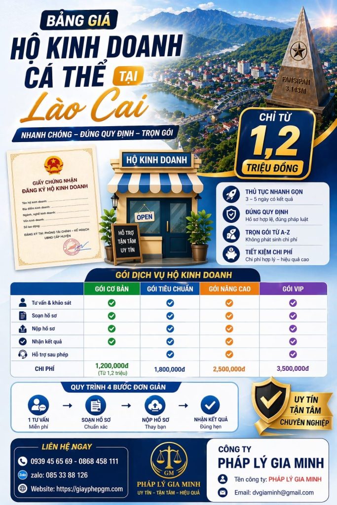 mở hộ kinh doanh quán ăn tại lào cai