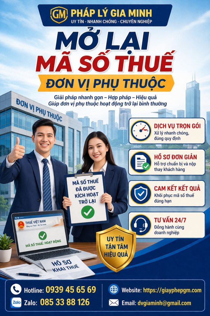 Mở lại mã số thuế công ty tạm ngừng