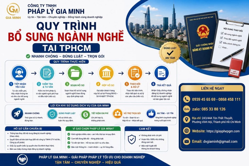 Quy trình bổ sung ngành nghề tại TPHCM