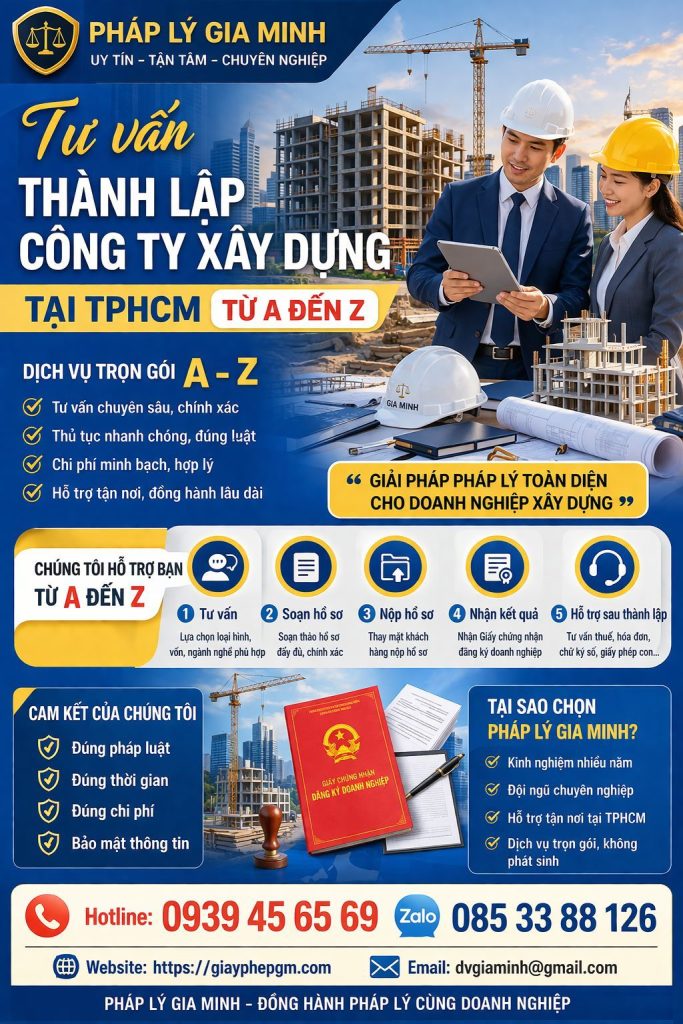 Quy trình thành lập công ty xây dựng tại TPHCM