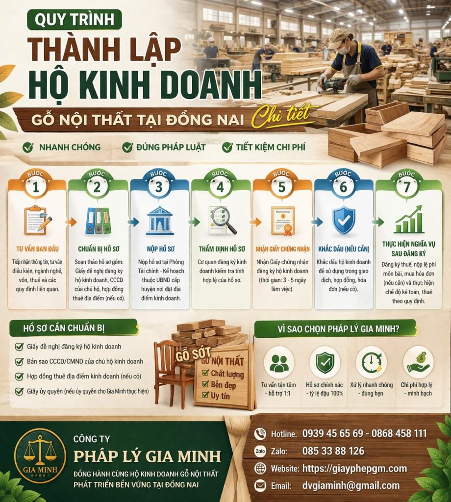 Quy trình thành lập hộ kinh doanh gỗ nội thất tại Đồng Nai chi tiết