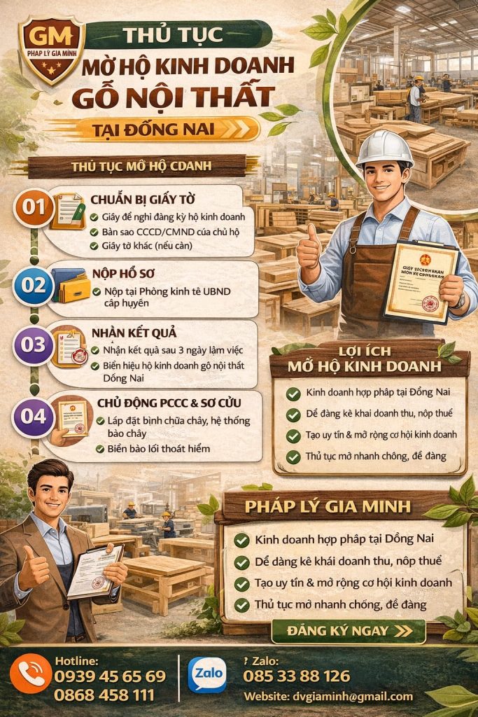 Thủ tục mở hộ kinh doanh gỗ nội thất tại Đồng Nai nhanh chóng