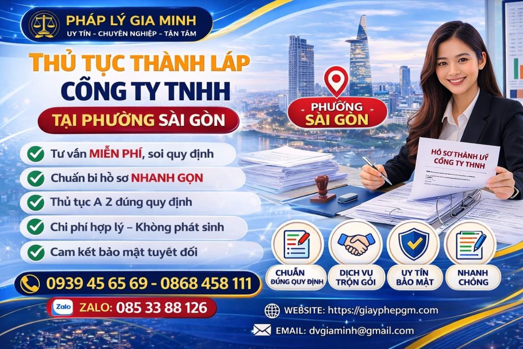 Thủ tục thành lập công ty TNHH tại phường Sài Gòn