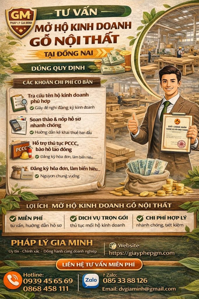Tư vấn mở hộ kinh doanh gỗ nội thất tại Đồng Nai đúng quy định