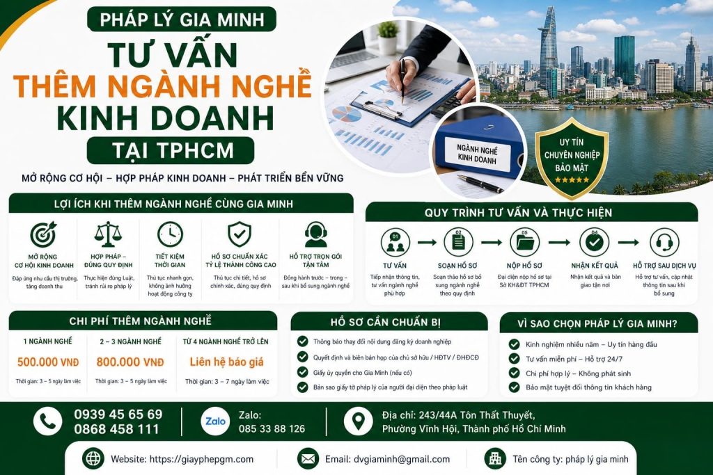 Tư vấn thêm ngành nghề kinh doanh tại TPHCM
