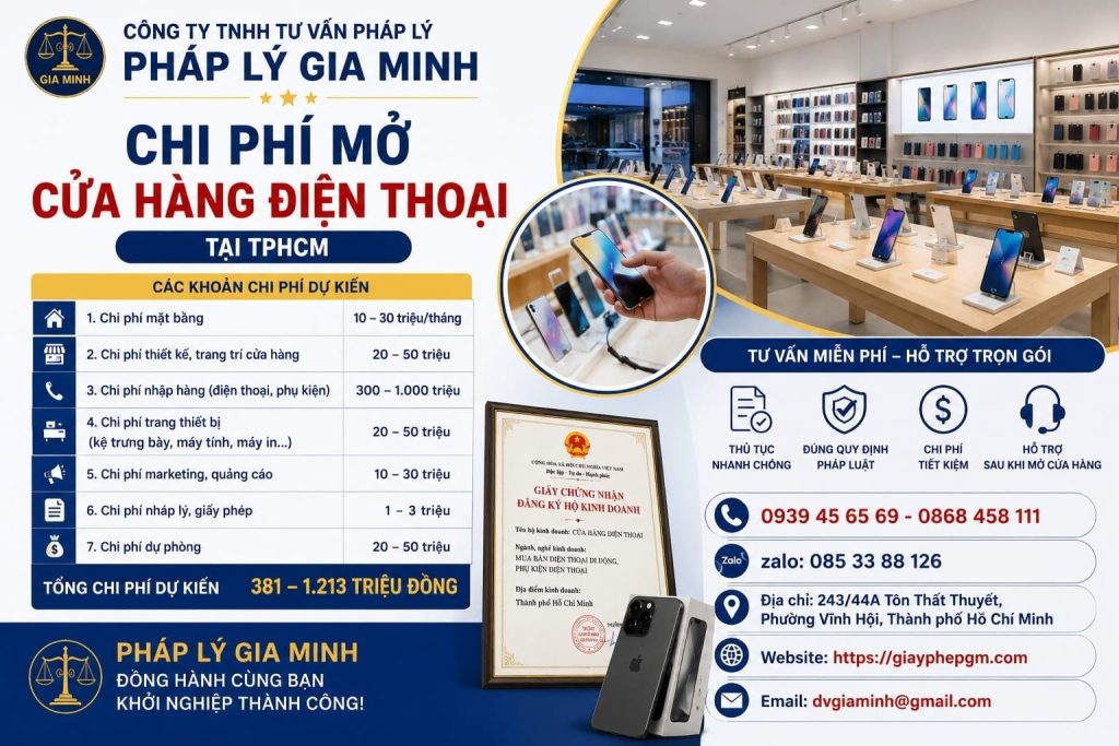 Chi phí mở cửa hàng điện thoại tại TPHCM