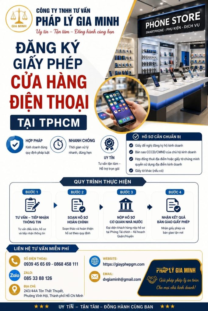 Đăng ký giấy phép cửa hàng điện thoại tại TPHCM