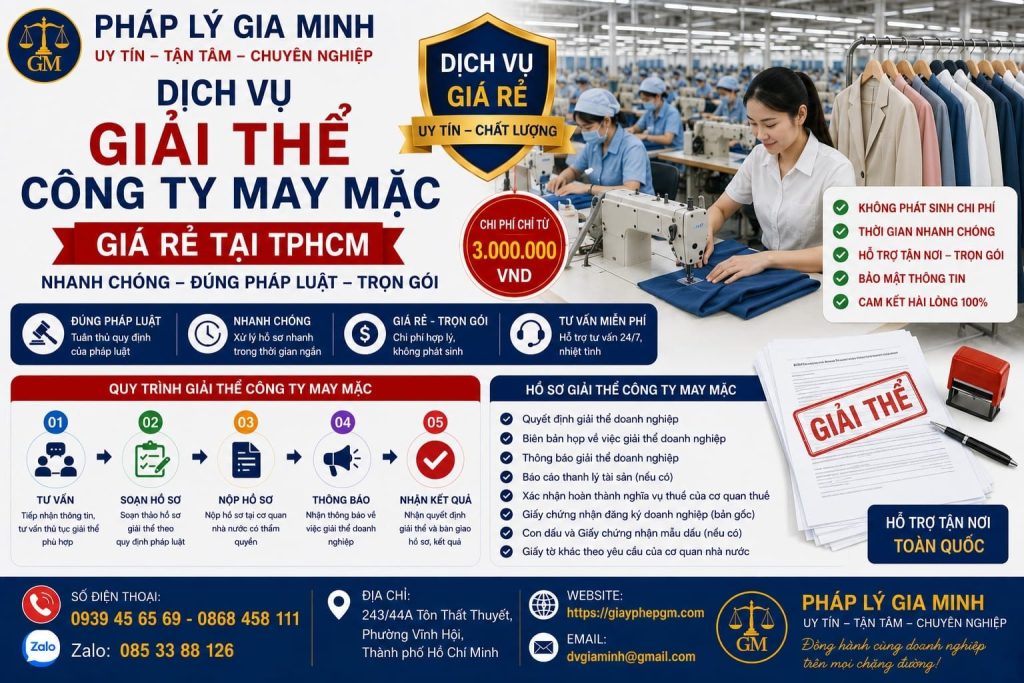 Dịch vụ giải thể công ty may mặc giá rẻ tại TPHCM