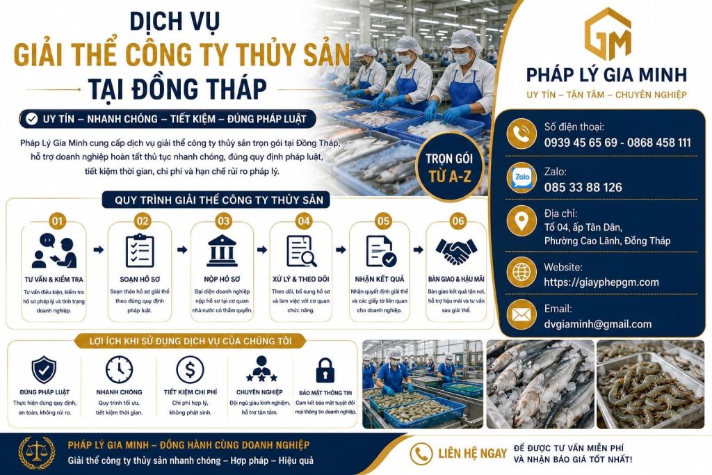 Dịch vụ giải thể công ty thủy sản tại Đồng Tháp