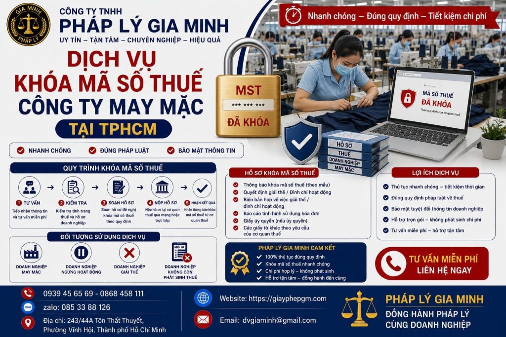Dịch vụ khóa mã số thuế công ty may mặc tại TPHCM