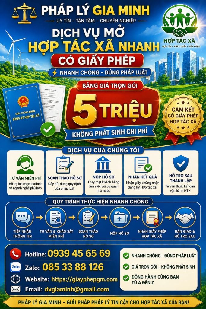 Dịch vụ trọn gói thành lập hợp tác xã tại Phú Thọ