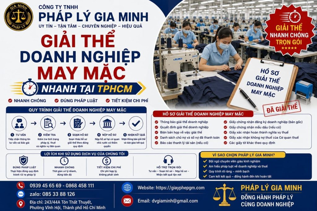 Giải thể doanh nghiệp may mặc nhanh tại TPHCM