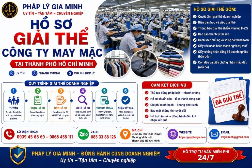 Hồ sơ giải thể công ty may mặc tại TPHCM