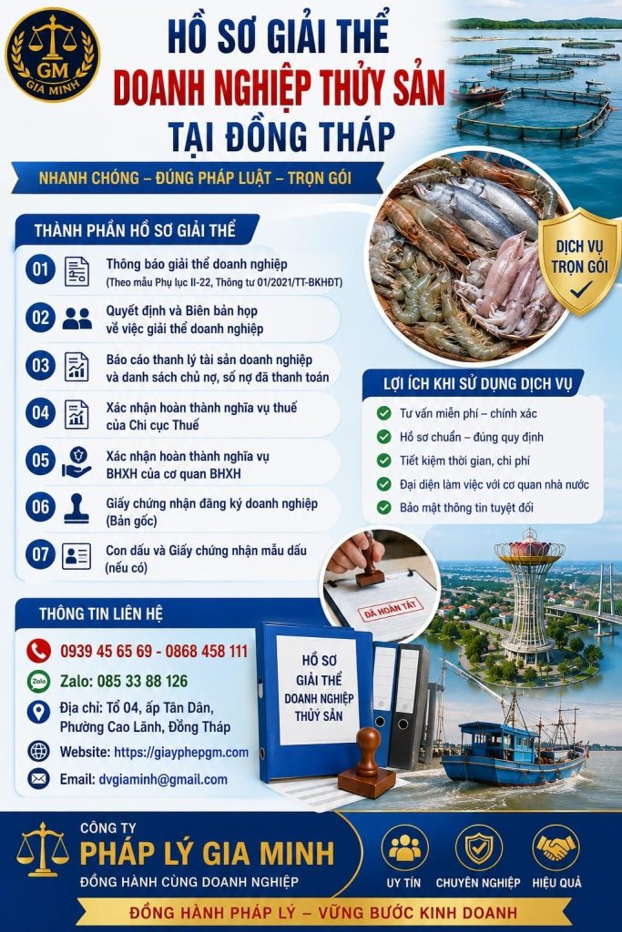 Hồ sơ giải thể doanh nghiệp thủy sản tại Đồng Tháp