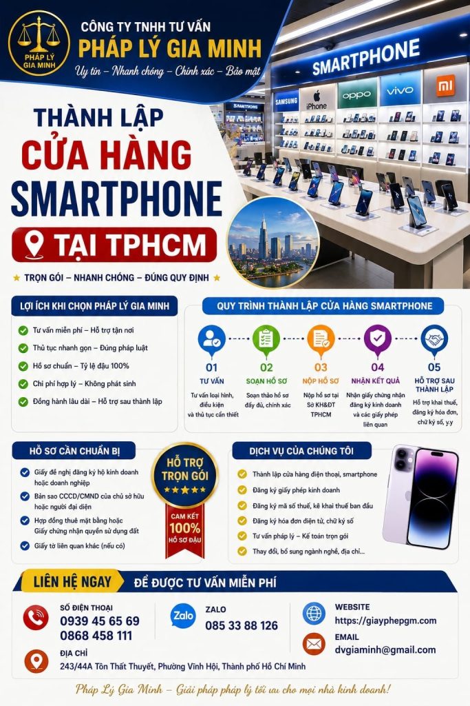 Thành lập cửa hàng smartphone tại TPHCM