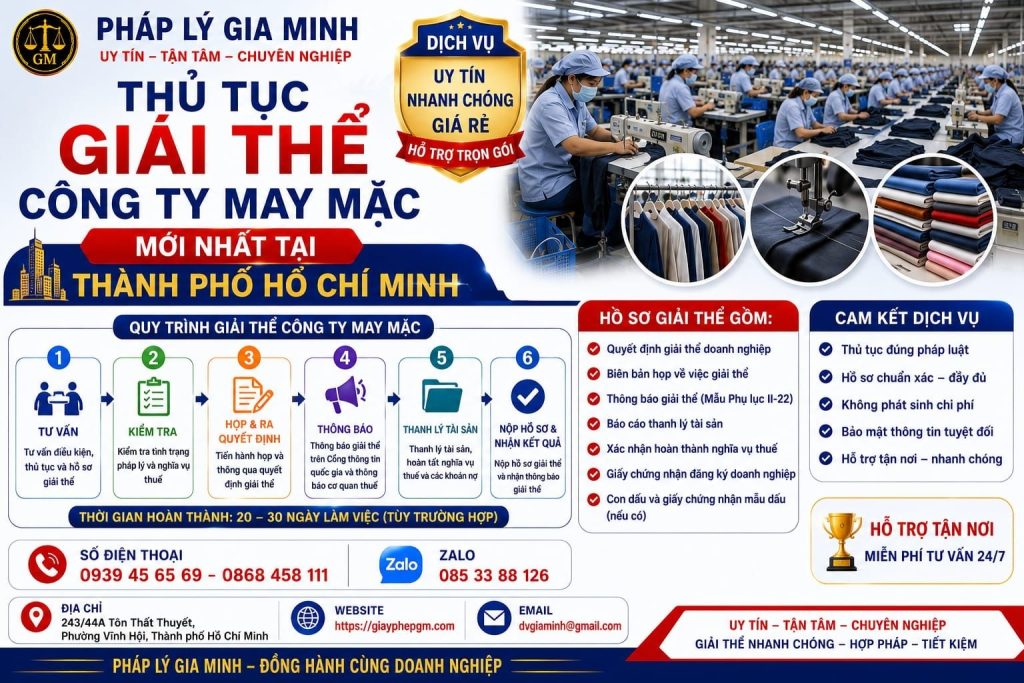 Thủ tục giải thể công ty may mặc mới nhất tại Thành phố Hồ Chí Minh
