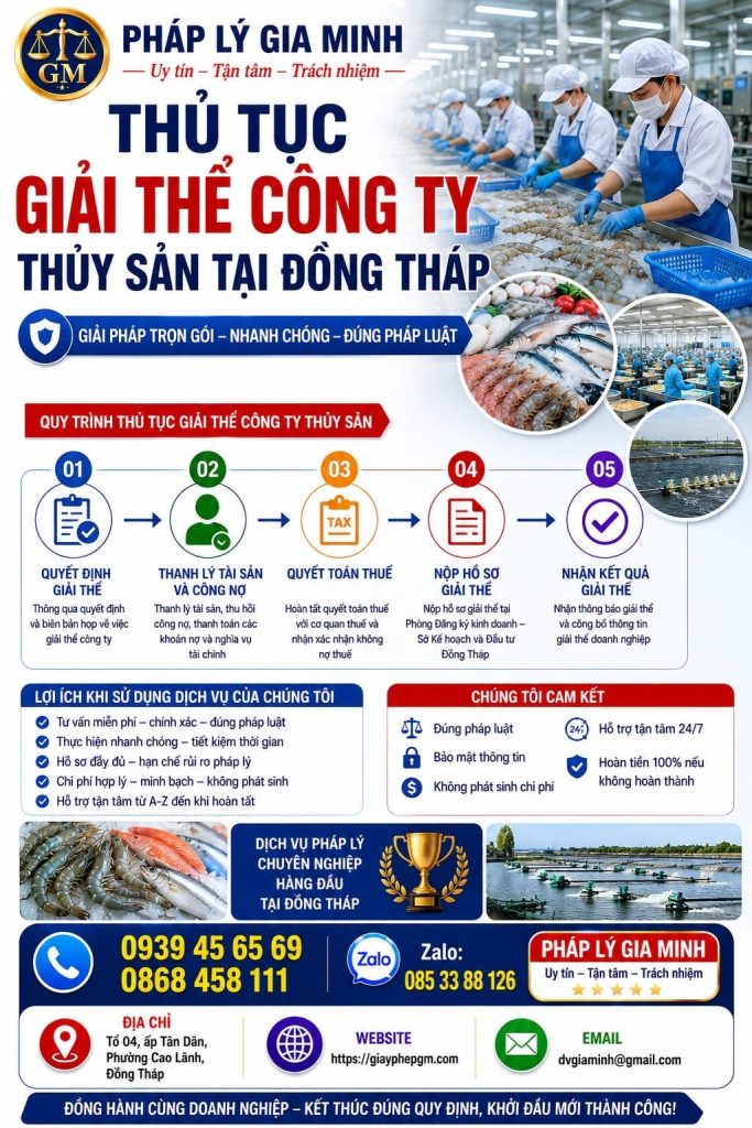 Thủ tục giải thể công ty thủy sản Đồng Tháp